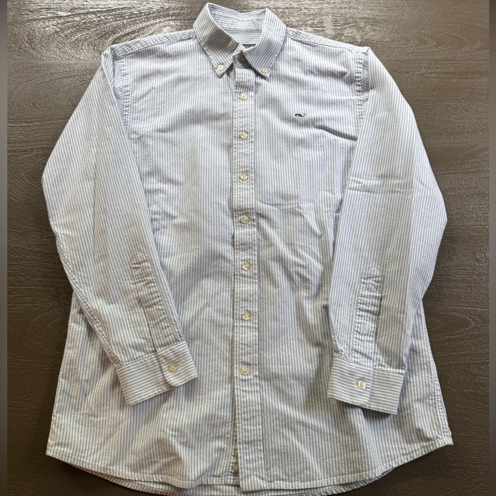 Vineyard Vines Boy’s Blue & White Striped Button Down, size L (16-18)